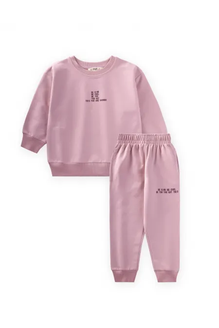 Survêtement imprimé basique rose pour enfant de 2 à 7 ans