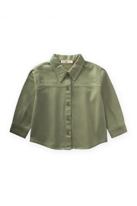Tek Cepli Gabardin Gömlek 2-7 Yaş Haki Yeşil