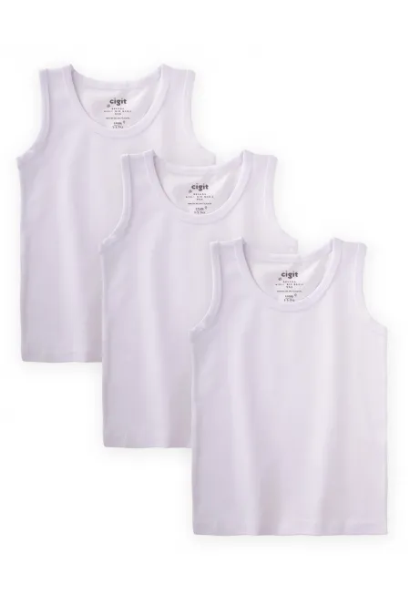 Ensemble trois pièces débardeur pour garçon, 2-9 ans, blanc