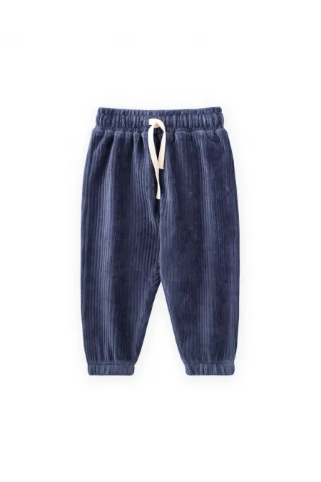 Pantalon de jogging en velours côtelé bleu marine, 1-10 ans