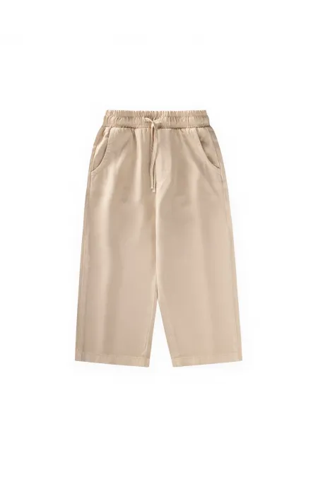 Loose-fitting girls' trousers, ages 2-12, beige.