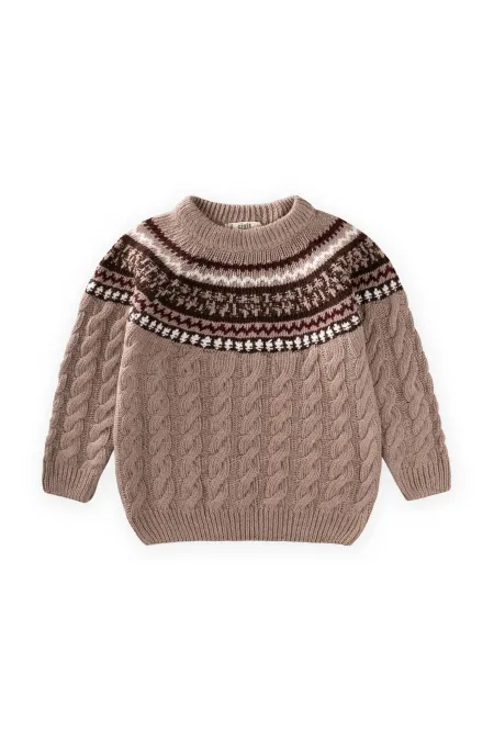 Pull en maille à motifs, 2-8 ans, beige