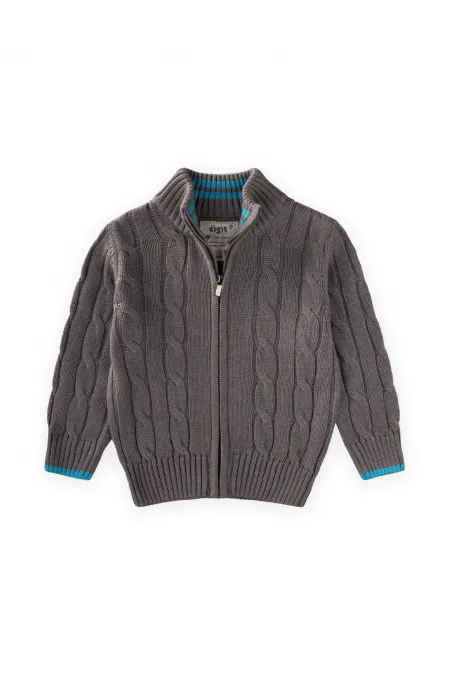 Hair Braided Cardigan, Ages 2-11, Grey (A)