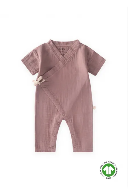 Grenouillère bébé en mousseline biologique à enfiler, 0-9 mois, couleur cuivre