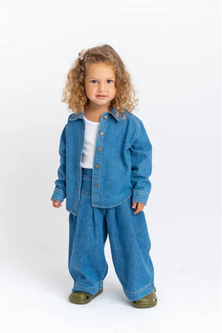 Chemise en jean bleue pour enfants de 2 à 7 ans