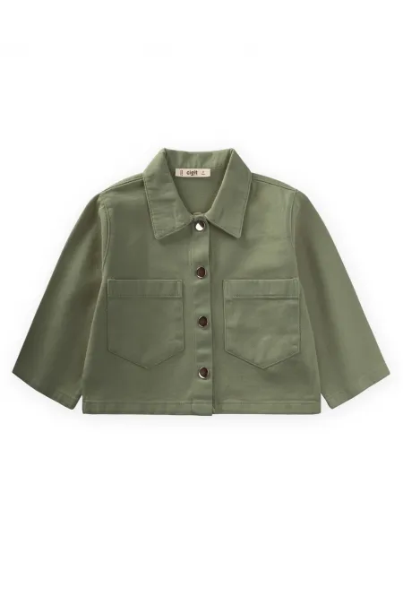 Büyük Çift Cepli Gabardin Ceket 2-7 Yaş Haki Yeşil