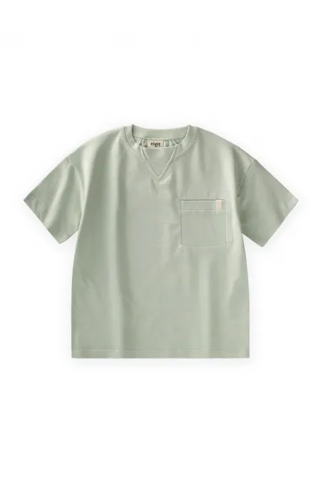 T-shirt à col travaillé, 2-12 ans, vert turquoise