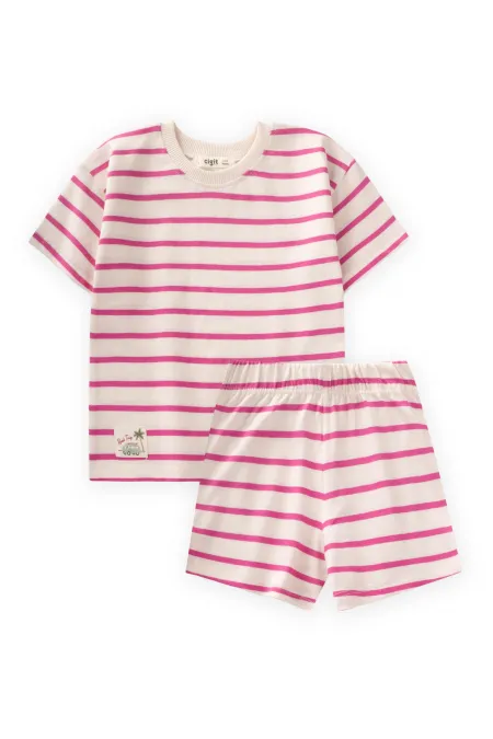 Striped Shorts Set 1-7 Years Fuchsia