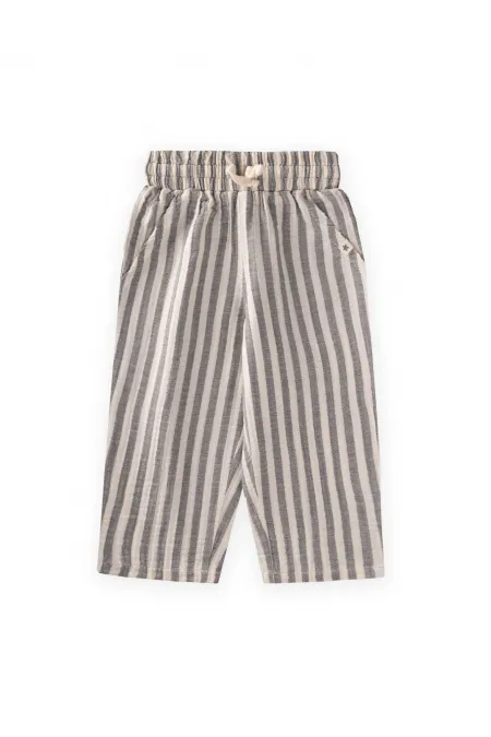 Pantalon en mousseline pour enfants de 1 à 10 ans, anthracite, rayures épaisses