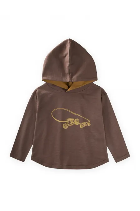 Kapşonlu Uzun Kollu T-Shırt 2-10 Yaş Vizon