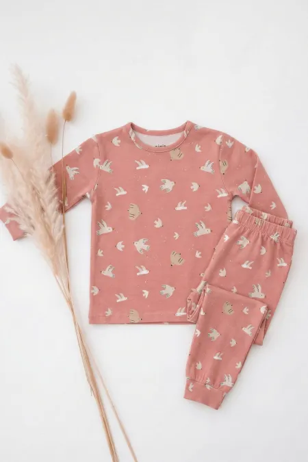Desenli Mevsimlik Pijama Takım 1-7 Yaş K Pembe