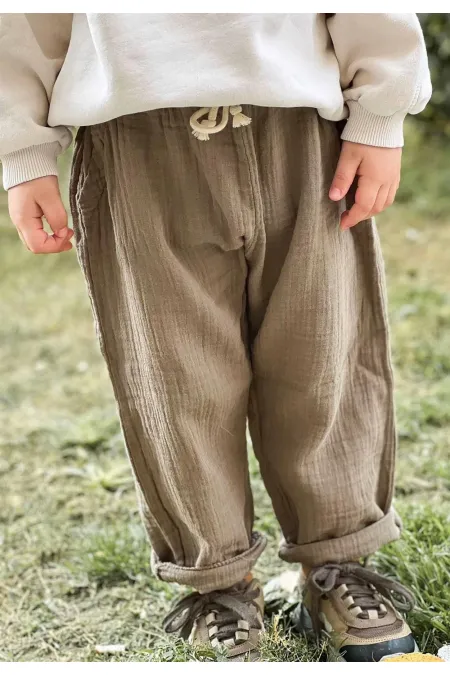 Müslin Pantolon 1-10 Yaş Koyu Bej