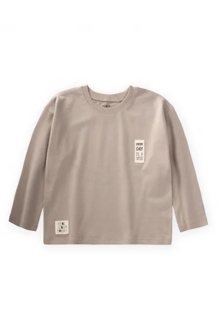 Etiket Detaylı Mevsimlik T-Shırt 2-10 Yaş S Vizon