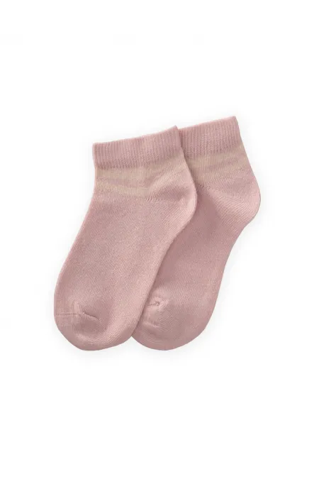 Ham Çizgili Çocuk Patik Çorabı 5-12 Yaş Pudra