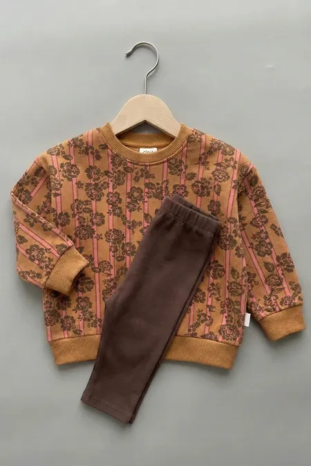 Taytlı Sweatshirt Takım 2-10 Yaş Camel