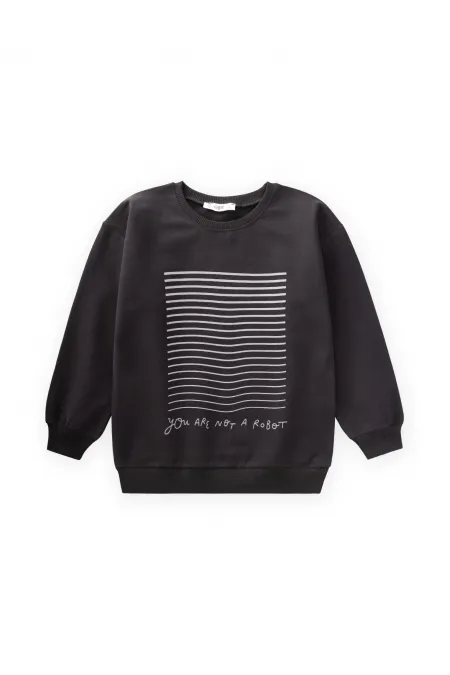 Printed Sweatshirt 4-12 Years Old Black