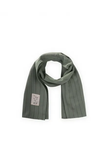 Children's Scarf 25X140 Cm Green Double Striped