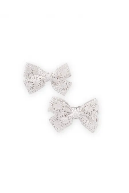 Dantel Örmeli İkili Toka Kırık Beyaz