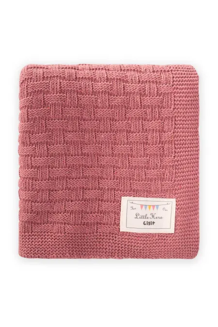 Roma Desen Triko Battaniye 80X100Cm Gül Kurusu