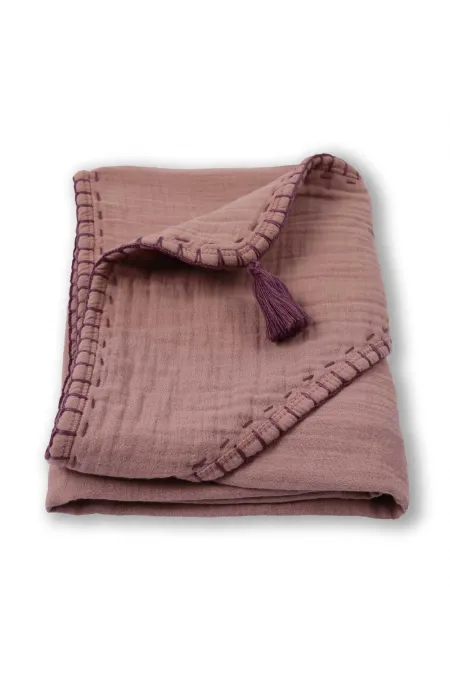 Serviette triangulaire en mousseline double épaisseur faite main (lavée) 75 x 75 cm couleur cuivre