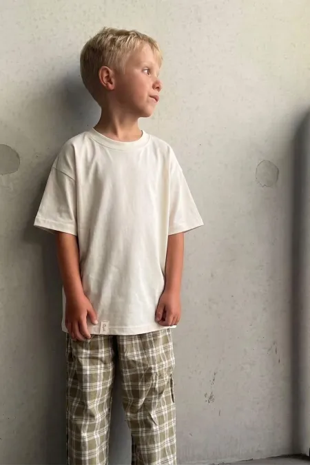 T-shirt blanc cassé pour enfants de 8 à 14 ans