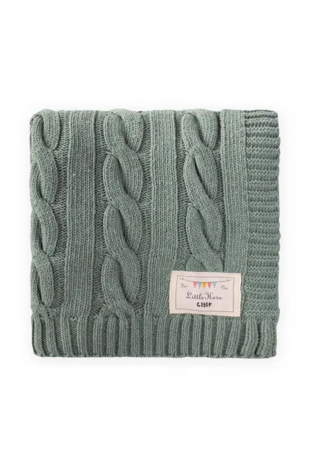 Couverture tricotée en maille 80 x 100 cm (+/- 5 cm) Vert menthe