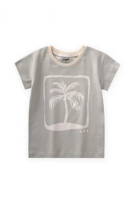 T-shirt imprimé palmiers vert menthe, 2-8 ans