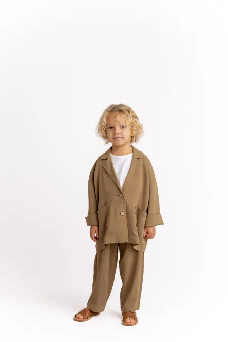 Keten Blazer Ceket 2-7 Yaş Caramel