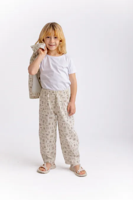 Pantalon en gabardine rayée 2-7 ans Écru Rayé