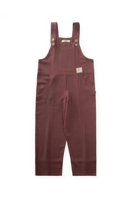 Salopettes en lin à jambes larges, 2-7 ans, couleur prune