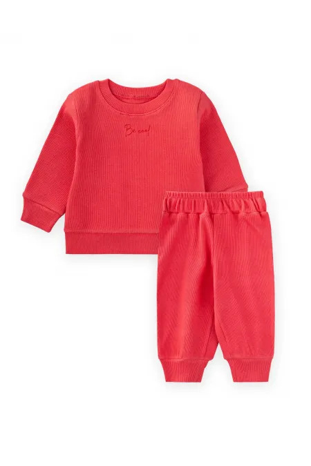 Be Cool Nakışlı Sweatshirt Takım 0-5 Yaş Mercan
