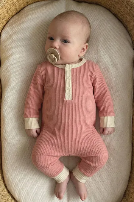 Biye Detaylı Tulum 0-2 Yaş Yavruağzı