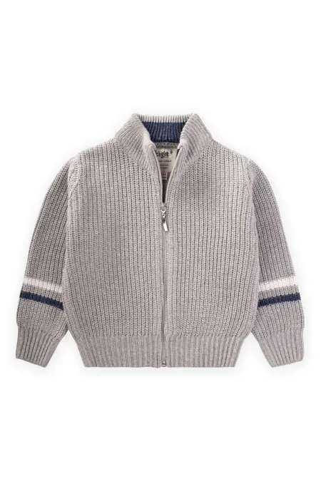 Gilet en maille à fermeture éclair pour enfants de 2 à 9 ans, gris