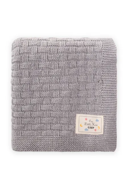 Roma Desen Triko Battaniye 80X100Cm Gri