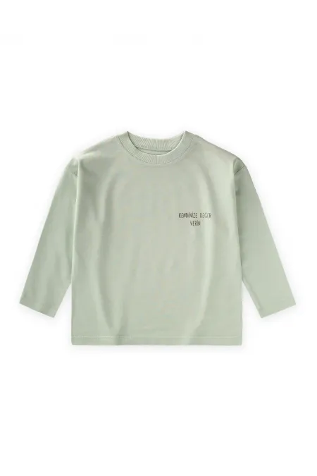 Slogan Long-Sleeve T-Shirt, Ages 2-10, Aqua Green