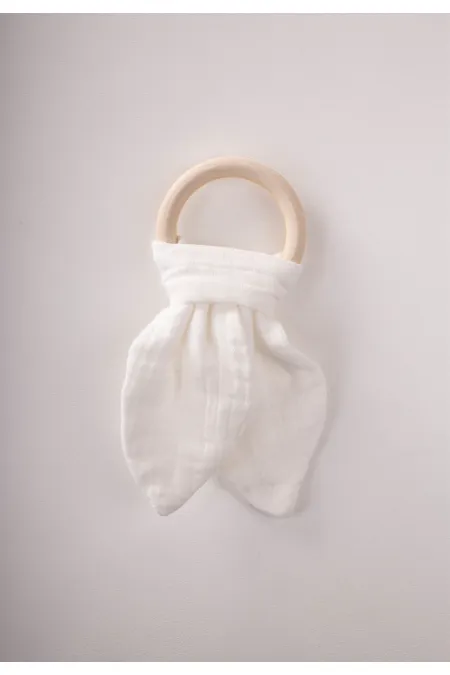 Anneau de dentition en mousseline de bois écru