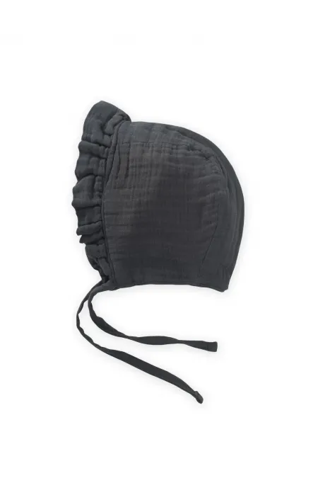 Muslim Baby Hat with Tie and Ruffle 0-2 Years Anthracite