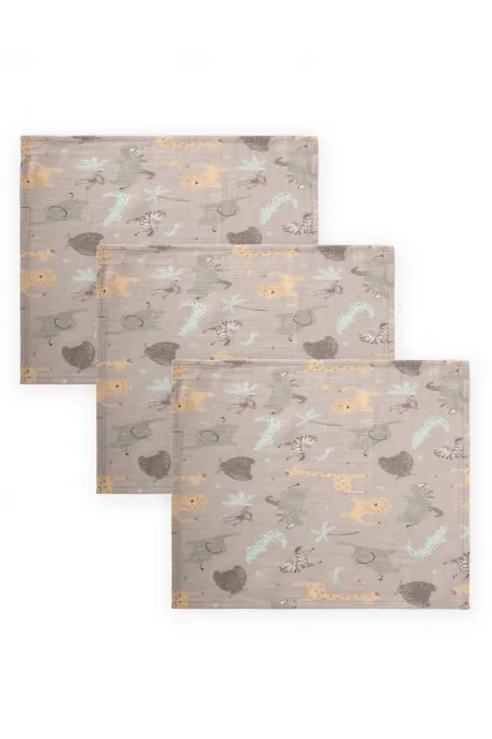 Bavoir en mousseline triple épaisseur 20 x 30 cm, motif animal beige