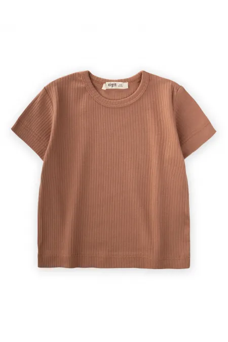 Basic Ribbed T-Shirt 1-5 Years Old Brown