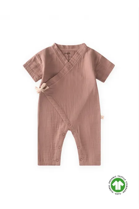 Combinaison portefeuille en mousseline biologique 0-9 mois Marron clair