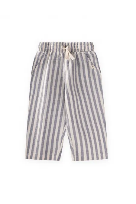Muslin Pants for 1-10 Years, Indigo, Thick Striped