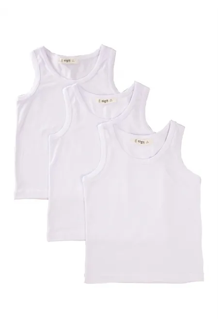 Débardeur à bretelles triples larges, blanc, 2-9 ans