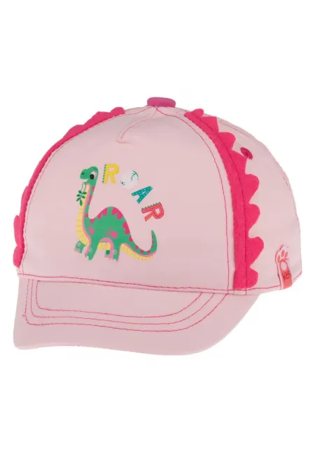 Dinozor Baskılı Kız Şapka 0-18 Ay Pembe