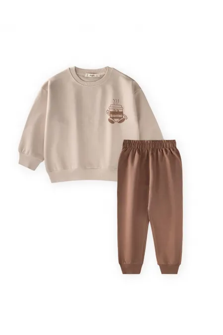 Ensemble chino imprimé Babyc 2-7 ans beige
