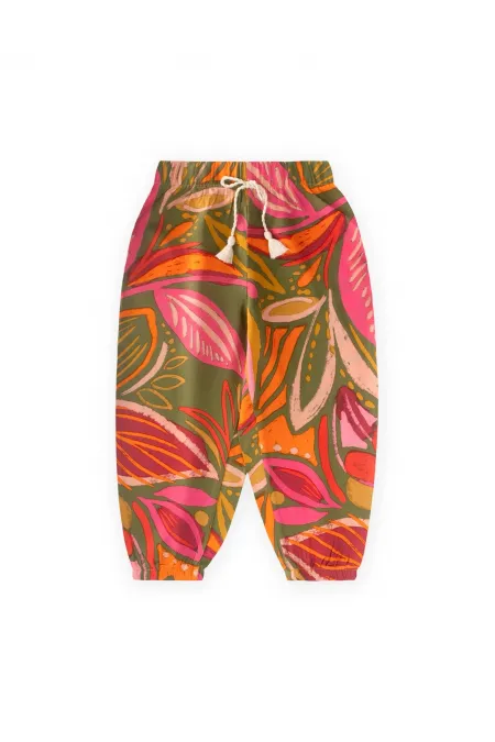 Desenli Viskon Şalvar 2-10 Yaş Turuncu