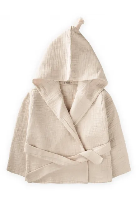 Peignoir enfant en mousseline double épaisseur, naturel, 1-9 ans