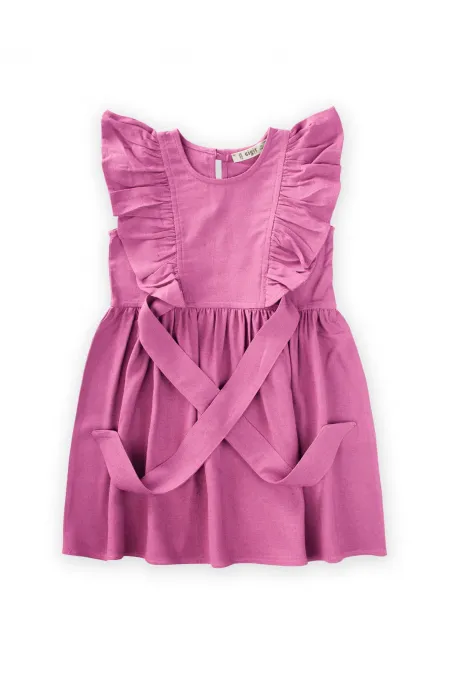 Robe en lin rose à nouer sur les côtés, 2-7 ans