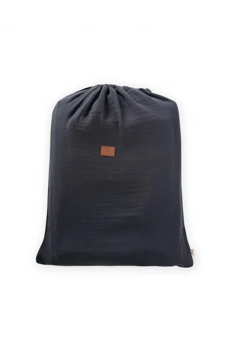 Parure de lit en mousseline avec pochette 100 x 135 cm +/- 3 cm, drap 120 x 150 cm, taie d'oreiller 35 x 45 cm, coloris fumé