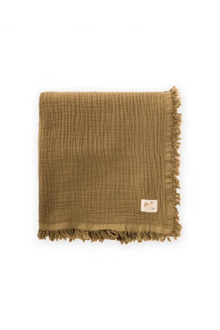 Dört Kat K. Püsküllü Battaniye 80X120 Cm Hardal Sarı