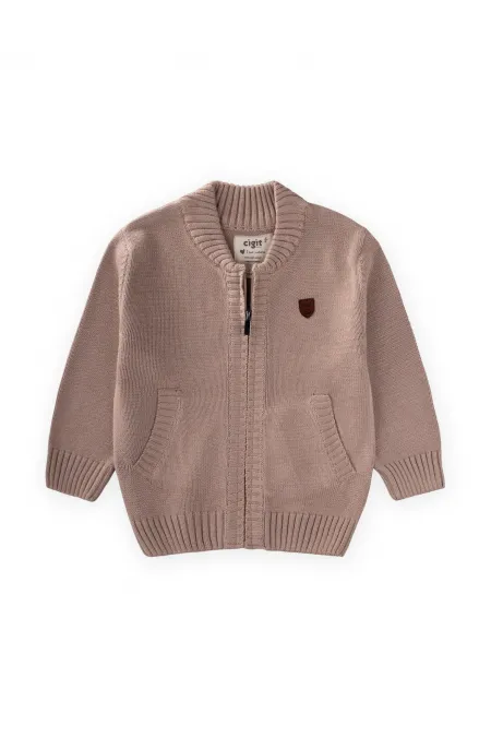 Knitted Cardigan with Pockets, Ages 2-11, Beige